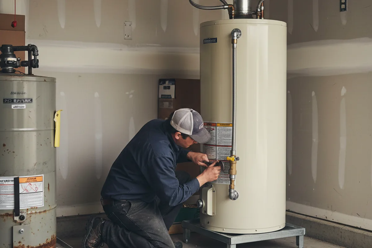 Water heater and shutoff valve replacement in Elco