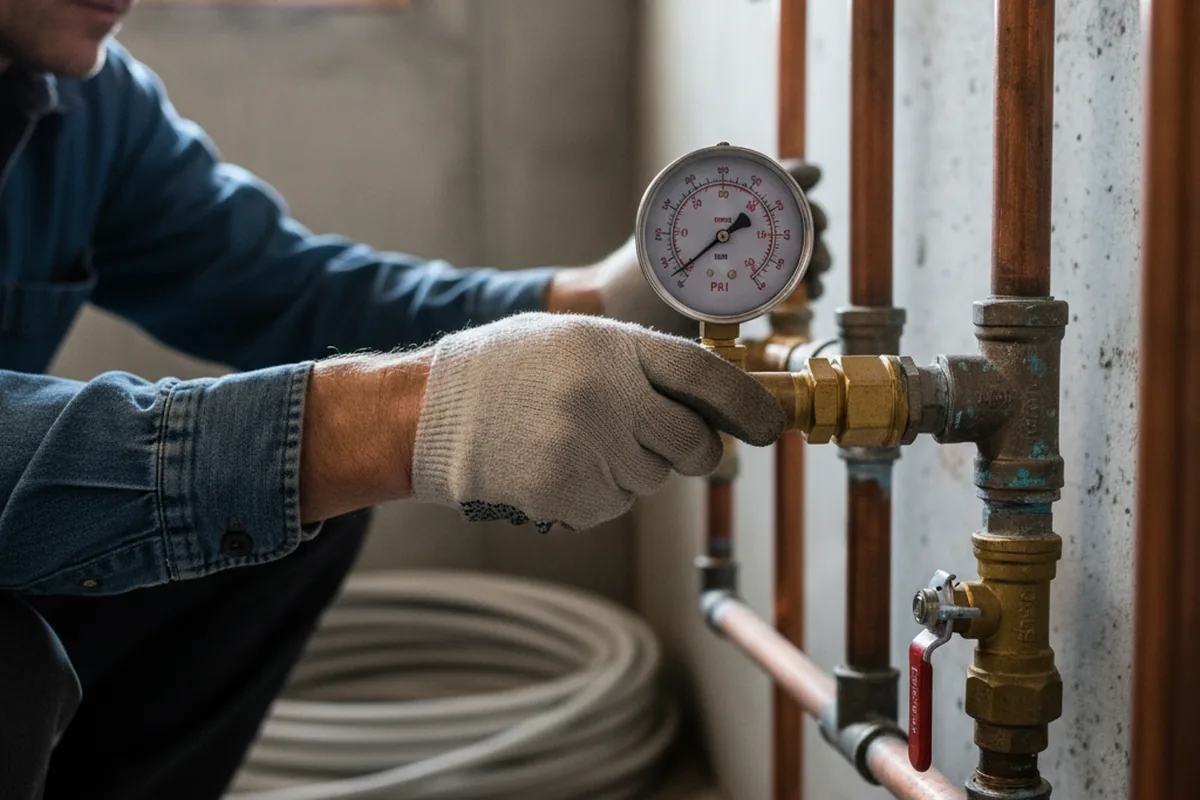 Pressure testing a repaired line during Water Line Repair in Elco
